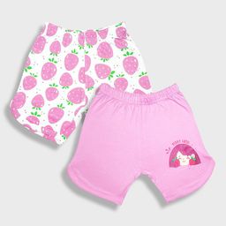 YK Girls Pack Of 2 Graphic Printed Pure Cotton Shorts-55