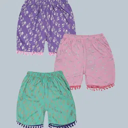 KiddoPanti Girls Pack of 3 Floral Printed Shorts-image-16