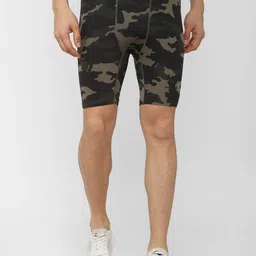 Van Heusen Men Olive Green Camouflage Printed Cycling Shorts-24