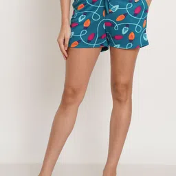 IX IMPRESSION Women Graphic Printed Mid-Rise Regular Shorts-image-65