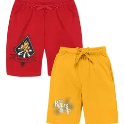 KiddoPanti Pack of 2 Boys Printed Pure Cotton Shorts-image-35