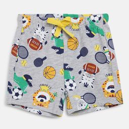 Chicco Boys Grey & Orange Conversational Printed Shorts-25