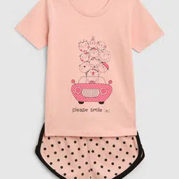 YK Girls Printed Round Neck T-shirt with Shorts-image-24