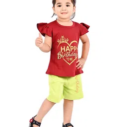 BAESD Girls Typographic Printed T-shirt with Shorts-image-69