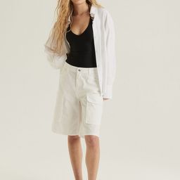 H&M Women Pure Cotton Canvas Cargo Shorts-image-96
