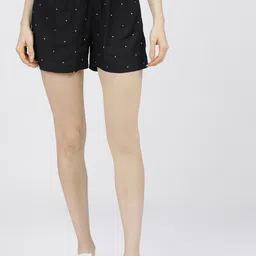 Tokyo Talkies Women Black Printed Lounge Shorts-image-52