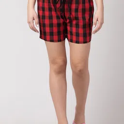 Hive91 Women Red Checked Sports Shorts-image-58