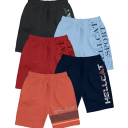 HELLCAT Girls Pack Of 5 Typography Printed Cotton Shorts-image-43