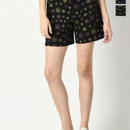 IndiWeaves Women Pack Of 3 Floral Printed High-Rise Cotton Shorts-image-49