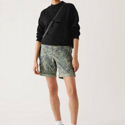 Marks & Spencer Women Khaki Printed High-Rise Cargo Shorts-image-78
