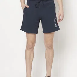 Octave Men Blue Solid Mid-Rise Sports Shorts-image-18