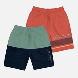 HELLCAT Boys Pack Of 2 Typography Printed Mid-Rise Cotton Shorts-38