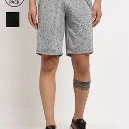 VIMAL JONNEY Men Black & Grey Pack of 2 Regular Fit Shorts-picture-19