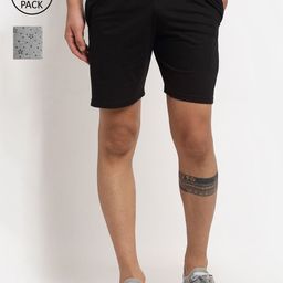 VIMAL JONNEY Men Pack Of 2 Black & Grey Printed Shorts-picture-23