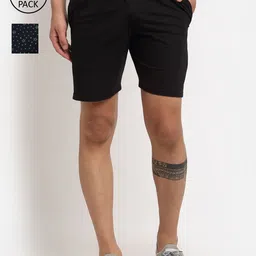 VIMAL JONNEY Men Pack Of 2 Black Regular Fit Shorts-picture-8