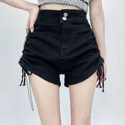 StyleCast x Revolte Women Black Mid-Rise Denim Shorts-image-44