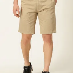 Mast & Harbour Men Khaki Mid-Rise Cotton Regular Shorts-image-74