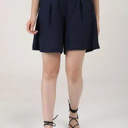 Saltpetre Women Mid-Rise Relaxed Fit Linen Shorts-image-14