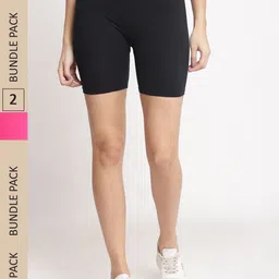 Jinfo Women Pack of 2 Cotton Cycling Sports Shorts-picture-43