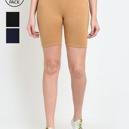 Jinfo Women Black Solid Cycling Shorts Pack Of 3-picture-58