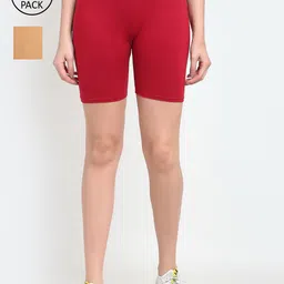 Jinfo Women Pack Of 2 Beige Cycling Sports Shorts-image-69