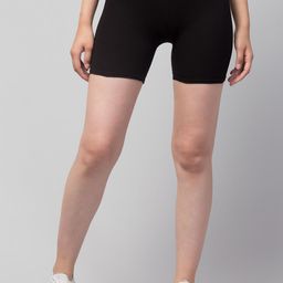 Apraa & Parma Women Black Solid Cotton Skinny Fit Cycling Sports Shorts-image-40