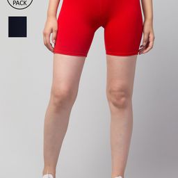 Apraa & Parma Women Pack of 2 Navy Blue Slim Fit Cycling Sports Shorts-image-85