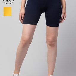 Apraa & Parma Women Navy Blue 2 Slim Fit Cycling Sports Shorts-image-59