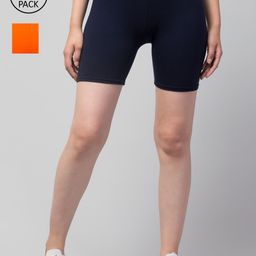 Apraa & Parma Women Pack of 2 Navy Blue Slim Fit Cycling Sports Shorts-image-82