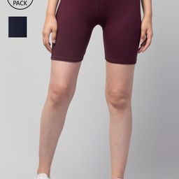 Apraa & Parma Women Navy Blue Cotton Pack of 2 Slim Fit Cycling Sports Shorts-image-46