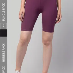 Apraa & Parma Women Pack of 2 Skinny Fit High-Rise Running Sports Shorts-image-21