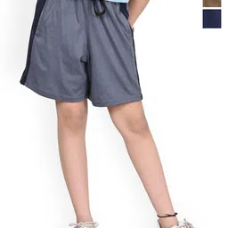BAESD Girls Pack Of 3 Colourblocked High-Rise Cotton Shorts-image-93
