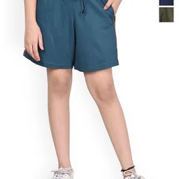 BAESD Girls Pack Of 3 Colourblocked High-Rise Cotton Shorts-image-90