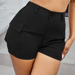 AAHWAN Women Loose Fit High-Rise Cargo Shorts-image-108