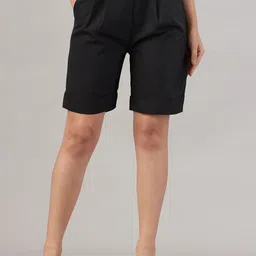FITHUB Women Loose Fit High-Rise Cotton Regular Shorts-picture-45