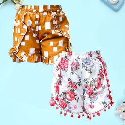 Cutiekins Girls Pack Of 2 Floral Printed High-Rise Shorts-image-98