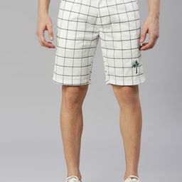 Thomas Scott Men Checked Cotton Slim Fit Knee Length Shorts-image-74