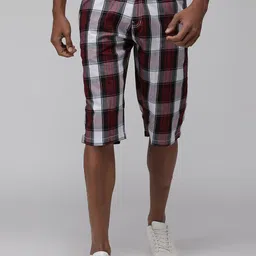 SPORTO Men Checked Rapid-Dry Cotton Mid-Rise Shorts-12