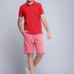 Nautica Boys Peach-Coloured Solid Chino Shorts-picture-13