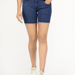 AngelFab Women Self Design High-Rise Denim Shorts-image-93