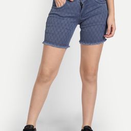 AngelFab Women Self Design High-Rise Denim Shorts-image-79