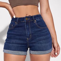 AAHWAN Women Washed Slim Fit High-Rise Denim Shorts-image-29