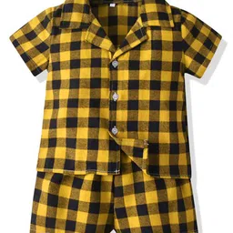 StyleCast x Revolte Kids Yellow & Black Checked Shirt with Shorts-image-7