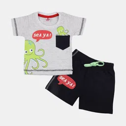 V-Mart Infant Boys Printed Pure Cotton T-Shirt With Shorts-image-42