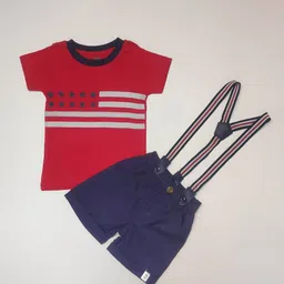 BAESD Boys Printed Pure Cotton T-shirt With Shorts & Suspenders-image-69