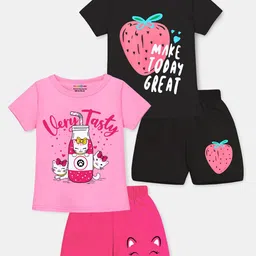 YK X Trampoline Pack Of 2 Girls Printed T-shirt With Shorts-image-66