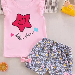 Bold N Elegant Girls Printed Pure Cotton T-shirt with Shorts-image-51