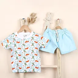 Moms Home Kids Printed Pure Cotton T-shirt with Shorts-picture-25