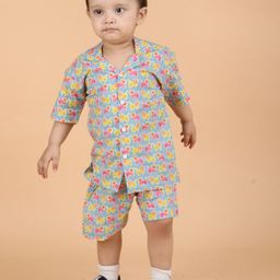 Polka Tots Kids Printed Pure Cotton Shirt with Shorts-34