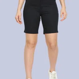 Hypernation Women Slim Fit Denim Shorts-image-98